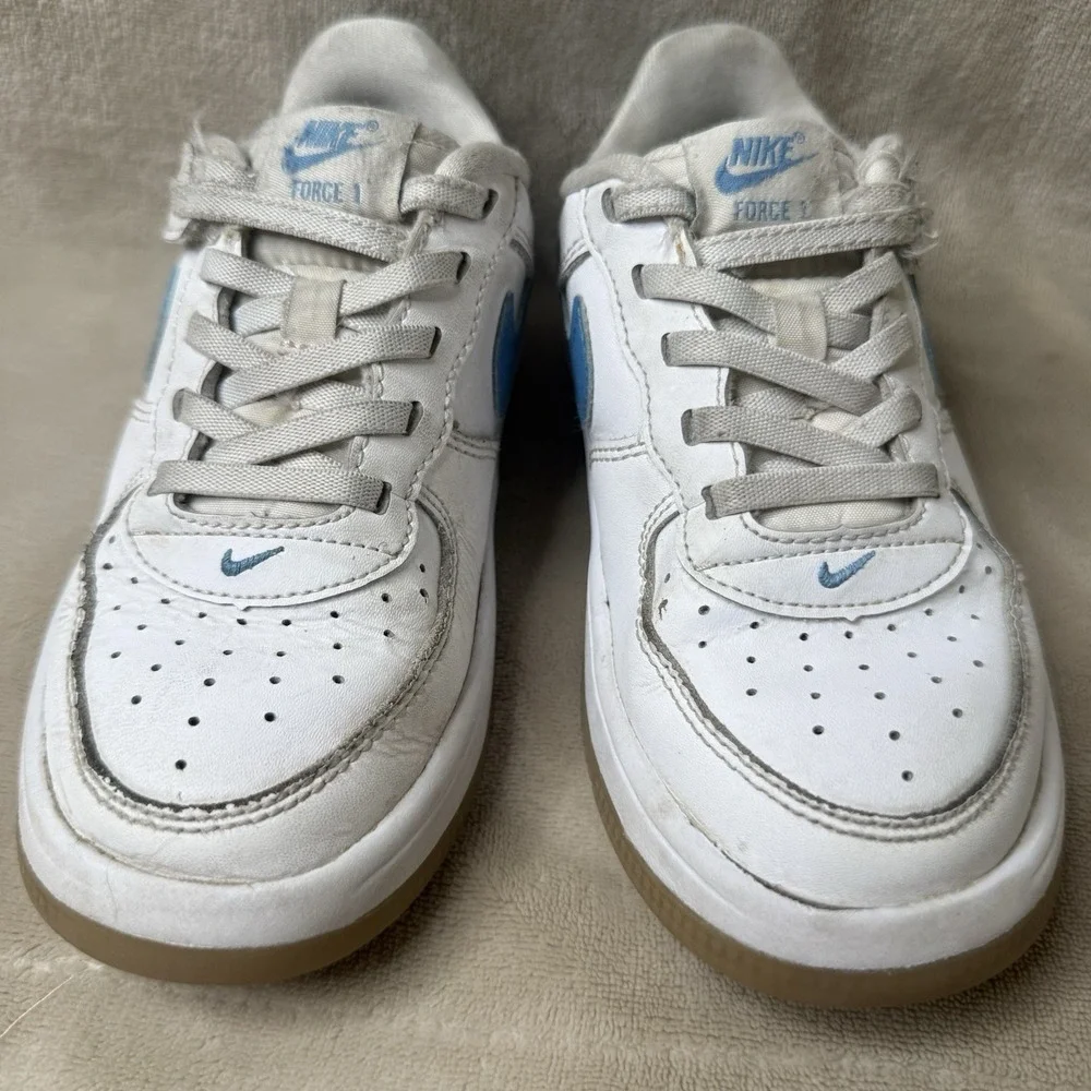 Nike‎ Boys Sz 12 C Force 1 Low EasyOn Little Kid's  Childs White Aquarius Blue